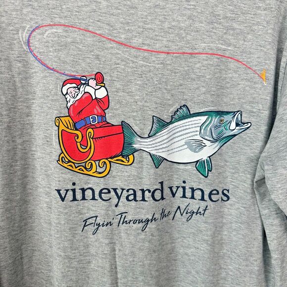 Vineyard Vines Santa Flying Through the Night Mens Long Sleeve Small - Picture 5 of 5
